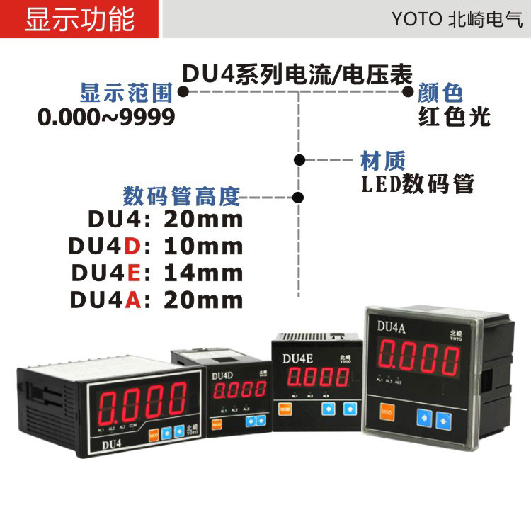 DU4系列数显电流表显示